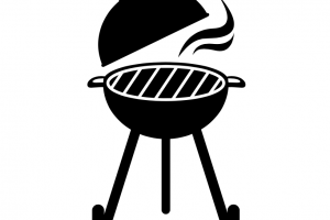 black and white drawing of a BBQ grill