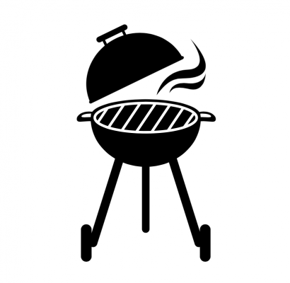 black and white drawing of a BBQ grill